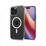 Kaitse&uuml;mbris Liquid Crystal (MagFit), Apple iPhone 16 Pro, l&auml;bipaistev valge MagSafe ringiga, Spigen
