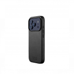 Kaitse&uuml;mbris Apple iPhone 17 Pro, must, naturaalsest nahast, MagSafe &uuml;hilduv, Mujjo