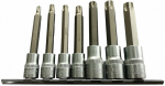7-OS. PIKKADE TORX PADRUNOTSIKUTE KOMPLEKT 3 / 8 JA 1 / 2" (T30-T70) METALLSIIN JBM