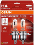 12V H4 PIRN 60 / 55W P43T NIGHT BREAKER SILVER +100% 2TK OSRAM