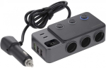 SIGARETIS&Uuml;&Uuml;TAJA HARGMIK 3-NE + 3XUSB 3.6A 2XUSB-C 12 / 24V MAX 35W+VOLTMEETER KAABEL 80CM WAYME