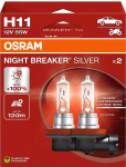 12V H11 PIRN 55W PGJ19-2 NIGHT BREAKER SILVER +100% 2TK OSRAM