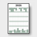 2026 seinakalender - kuu vaade (roheline) - A0 (K1189xL841mm)