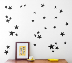 Seinakleebis ˙T&auml;hekesed˙ &ndash; must, vin&uuml;&uuml;list dekoratsioon lastele (32tk)