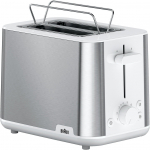 Braun Toaster PurShine HT 1510 WH (stainless steel/white, 900 watts, for 2 slices of toast)