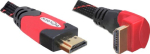 Delock HDMI wtyk A-StA kątowy black/rd 2m