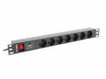 LANBERG PDU rack toiteplokk (1U, 10A, 7x SHUKO, 2M)