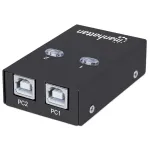 Manhattan USB-A automaatse jagamise l&uuml;liti, 2x USB-B porti, 480 Mbps (USB 2.0), topeltjuhtimine (automaatne v&otilde;i k&auml;sitsi), toitega siinilt, kiire USB, komplektis 1x 1,5m USB-A - USB-B kaabel, must, kolmeaastane garantii
