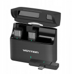 Zestaw 2 bezprzewodowych mikrofon, krawatowych Vention USB-C z etui ładującym czarny