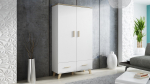 Cama riidekapp LOTTA 2D2D valge + Sonoma tamm