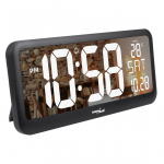 Suur digitaalne kell seinale kinnitatav, eraldiseisev, temperatuurianduriga, 37x17 cm LCD-ekraaniga, toiteadapteri ja patareidega t&ouml;&ouml;tav