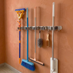 Maclean wall-mounted organizer for garden tools and mops, steel, with hooks, max. load 20 kg, width 60 cm, MC-185