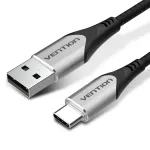 Vention puuvillast punutud USB 2.0 A-isas-C-isas 3A kaabel 2M hall alumiiniumsulamist t&uuml;&uuml;p