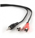 Gembird 2,5m, 3,5mm/2xRCA, M/M audiokaabel must, punane, valge