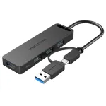 Vention 4-pordiline USB 3.0 jaotur USB-C ja USB 3.0 2-in-1 liidese ning toiteplokiga, 0,15 m, ABS-t&uuml;&uuml;pi