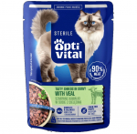 OPTIVITAL Sterile Tasty shreds in gravy with veal - wet cat food - 85g