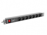 LANBERG PDU rack toiteplokk (1U, 10A, 7x 230V, 2M)