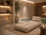WOBA beige pouffe-mattress