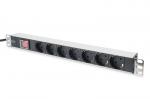 Power strip PDU 19 inches, 1U, 7 sockets, power: 16A, 4000W, aluminum, switch, 2m