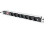 Power strip PDU 19 inches, 1U, 7 sockets, power: 16A, 4000W, aluminum, switch, 2m