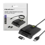 Qoltec 50634 intelligentne nutikas ID-kiipkaardilugeja SCR-0634 | USB Type C