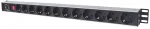 Intellinet vertikaalne rackmount 12-v&auml;ljundiga toitejaotusseade (PDU), EU CEE 7/3 pistikupesad, sisse/v&auml;lja l&uuml;liti ja &uuml;lekoormuskaitsega, sisseehitatud 1,8 m toitejuhe EU CEE 7/4 pistikuga
