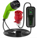 Qoltec Mobile EV Charger with 2-in-1 Adjustment Type 2 11kW 400V 5-Pin CEE LCD Portable Wallbox 5m