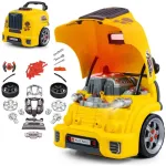 Mechanic workshop set with disassembled engine N-Gine yellow