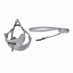 Dogness walking set leash 1,5m+harness for dog (light gray)