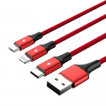 UNITEK C4049RD USB-kaabel 1,2 m USB A USB C/Micro-USB B/v&auml;lkpunane