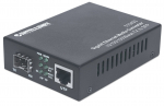 Intellinet Gigabit Ethernet to SFP Media Converter, 10/100/1000Base-Tx to SFP slot, empty (Euro 2-pin plug)