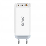 SAVIO LA-07 GaN 65W v&otilde;rgulaadija, USB, QC4.0+, PD 3.0, valge