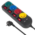 Macleani pikendusjuhe, 4-pesaga pikenduskaabel + 2xUSB, l&uuml;lititega, 250VAC/10A, 2.1A 5V, 1.5m, must, MCE229 B