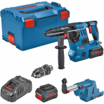 Bosch cordless hammer drill GBH 18V-28 CF Professional, with GDE 18V-16 (blue/black, 2x battery ProCORE18V 8.0Ah, Bluetooth, in L-BOXX)
