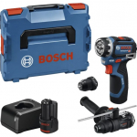 Bosch Powertools cordless drill/driver GSR 12V-32 FC Professional, 12Volt (blue/black, 2x Li-ion battery 2.0Ah, L-BOXX, metal drill chuck attachment, hammer drill attachment)