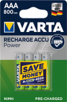 VARTA HR03 AAA laetav aku 800 mAh 56703 akut 4 tk roheline