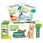 ANIMAL ISLAND Igap&auml;evased kalkuni- ja valge kalafileed puljongis - m&auml;rgtoit kassidele - 40 x 85g