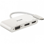 D-Link DUB-V310 3 ? In ? 1 USB ? C Video Adapter with HDMI & DisplayPort & VGA (white)