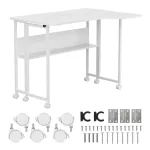 Maclean Folding Desk/Table, White, Mobile, 100x73 cm, max. 50 kg, Corner, L-Shaped, MC-126 L/W