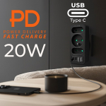 Vooluv&otilde;rgust pistikupesa x3 + 4xUSB Maclean, jaotur 3 pistikupesaga, 2xUSB A, 2xUSB C PD 20W, 1x16A + 2x6A, MCE248 F/B