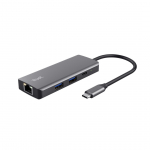 Trust Dalyx - 6-&uuml;hes USB-C mitmepordiline adapter, 1000 Mbit/s (h&otilde;bedane)