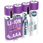 Ansmann Li-Ion battery Micro AAA type 500 (min. 400 mAh), pack of 4 (white/violet, 4x AAA (Micro), USB-C charging port)