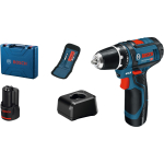 Bosch cordless drill driver GSR 12V-15 Professional, 12Volt (blue/black, 2x Li-ion battery 2.0Ah, 10 bits, case)