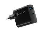 NATEC RIBERA GAN CHARGER 1x USB-A + 1x USB-C 45W BLACK