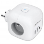 6-in-1 Power Cube Extension Socket with Illuminated Power Switch | 3x AC Outlets | 2x USB Ports | 1x USB-C PD 20W | White