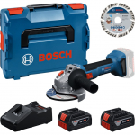 Bosch Powertools tool set for cordless angle grinder with 2 batteries 4.0 amp hours and cutting disc 125 mm in L-BOXX