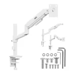 Ergo Office Monitor Mount/Hanger, Gas Spring, 17"-32", 1-10 kg, Matte White, Max. VESA 100x100, ER-691 W