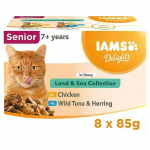 IAMS DELIGHTS Senior Land & Sea Collection in Gravy box &ndash; wet cat food &ndash; 8x85g
