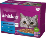 WHISKAS želeepakikesed, maitsed: valge kala, tursk, l&otilde;he, tuunikala - m&auml;rg kassitoit - 12x85g