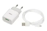 iBOX C-41 USB laadija 2A, 1 USB-port, microUSB-kaabel, valge